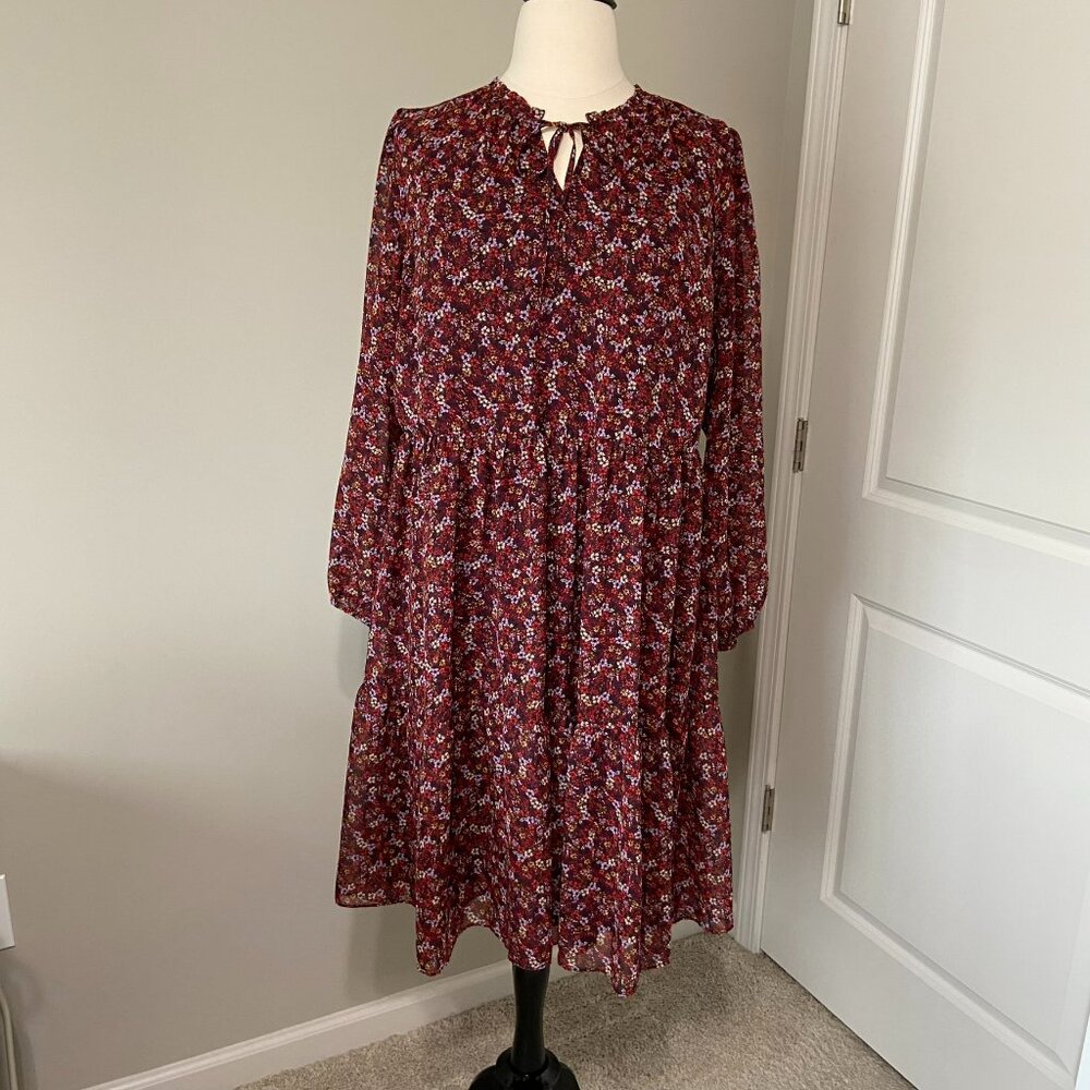 Lane Bryant Fall Florals Ruffle Hem Midi Dress